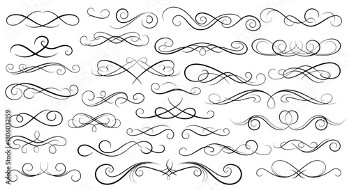 Elegant Swirls and Flourishes Collection Decorative Elements for Designs and Embellishments