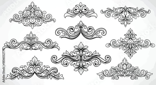 Decorative Floral Ornament Collection for Design Projects in Vintage Style