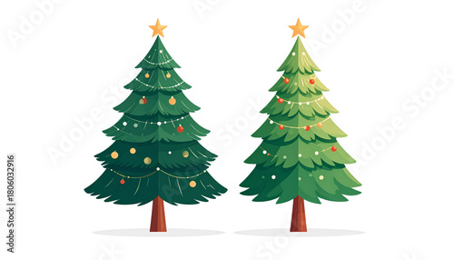 Minimalist Christmas tree clipart set isolated on transparent background