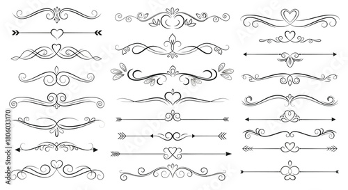 Collection of Elegant Decorative Dividers and Ornaments in Vector, Perfect for Design Projects