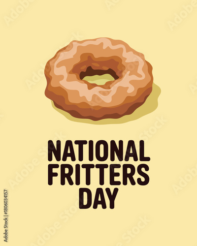 Bild auf Leinwand National Fritters Day with Sweet Fritter Dessert Illustration