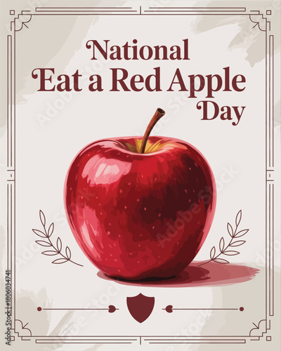 National Eat a Red Apple Day with Fresh Apple Illustration