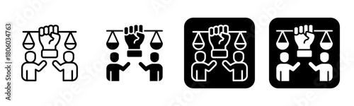 Civil Rights Icon Line and Black Fill Style Collection