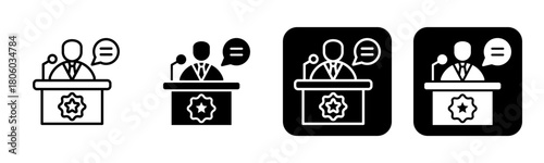 Speech Icon Line and Black Fill Style Collection