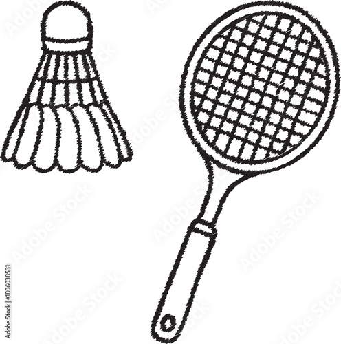 Badminton racket with shuttlecock