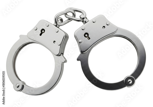 Classic metal handcuffs isolated on a black background