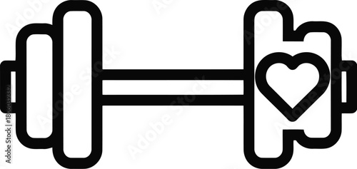 A dumbbell with a heart isolated on, symbolizing love for fitness and strength training, promoting a healthy and active lifestyle
