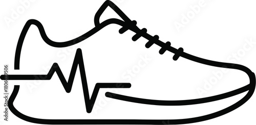 Running shoe with heartbeat line isolated on, symbolizing fitness, health, and active lifestyle for sports and exercise enthusiasts