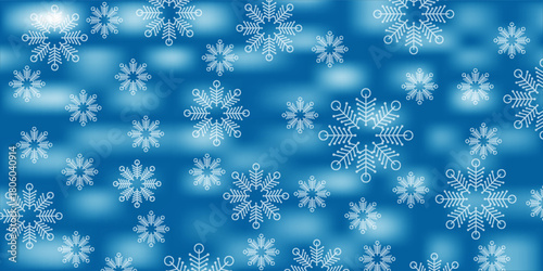 Wallpaper of randomly falling snowflakes. Frozen grains of snow dust. Snowy sky with a white-green background. Vector illustrations.