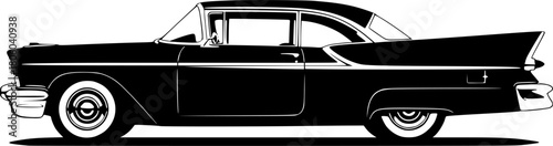 Classic car silhouette. Single layer black and white icon. EPS version.