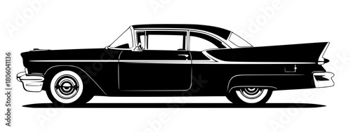 Classic car silhouette. Single layer black and white icon. Transparent background SVG version.