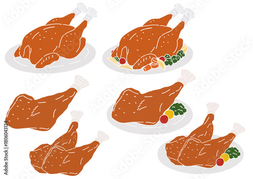 クリスマスチキン6種　版画