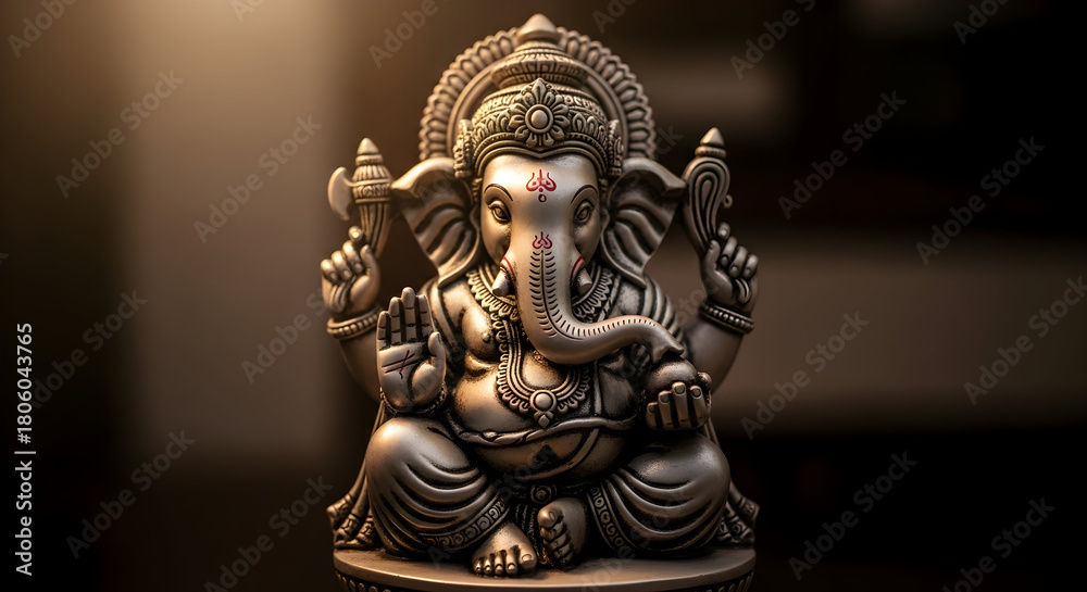 Obraz premium Artistic Lord Ganesha Statue with Warm Studio Lighting