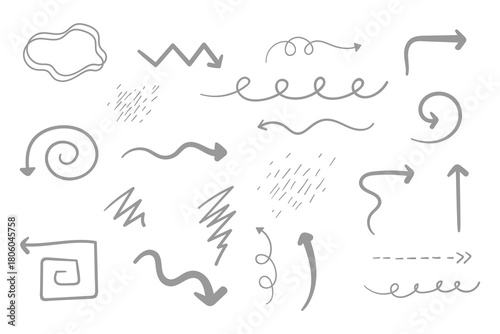 Hand-Drawn Arrows and Decorative Line Elements for Creative Projects