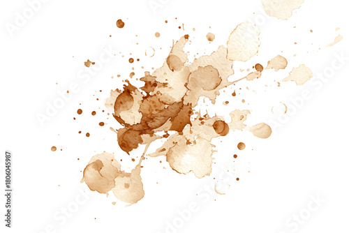 Brown Ink Splatter with Transparent Background Isolated on Black Design Element Graphic Resource Grunge Artistic Illustration, PNG
