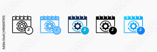 Auto Scheduling icon set multiple style collection