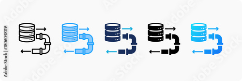 Data Pipeline icon set multiple style collection
