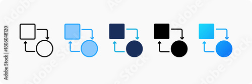 Data Transformation icon set multiple style collection