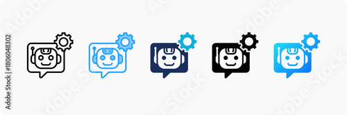 Chatbot System icon set multiple style collection