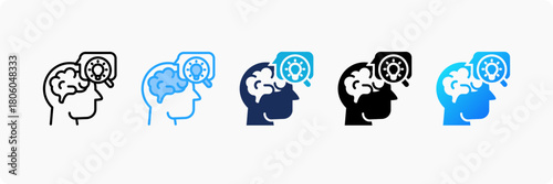 Cognitive Assistant icon set multiple style collection