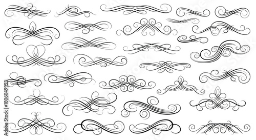 Elegant Ornamental Swirls and Flourishes for Decorative Design Elements and Vector Graphic Art