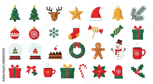 Festive Christmas Icon Collection Adorable Symbols for Holiday Designs and Decorations
