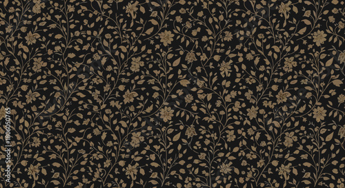 Elegant Floral Pattern in Gold on Black A Timeless Design for Various Applications