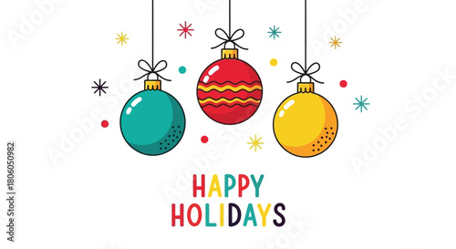 Festive Holiday Ornaments A Colorful Christmas Celebration with Joyful Greetings and Sparkling Designs