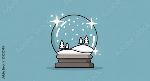 Snow globe with trees inside, winter holiday vector illustration design