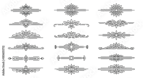 Elegant Ornamental Dividers and Decorative Design Elements in a Set