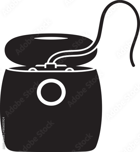 Silhouette of a portable air fryer with lid open