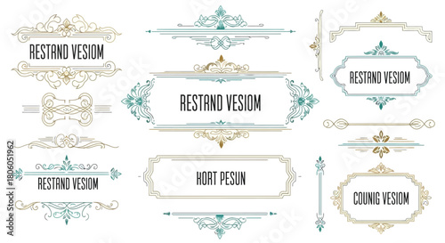 Elegant vintage frames and decorative elements set