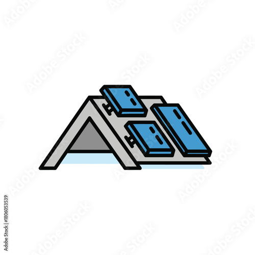 Solar Panel Roof Illustration Eco-Friendly Energy Source, Renewable Power for Homes