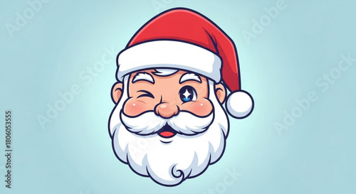 Cartoon santa claus winking for christmas time isolated on