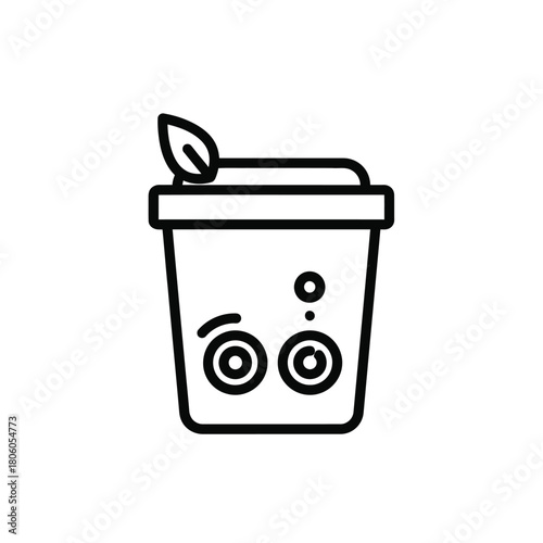 Fresh and Delicious Beverage Icon A Refreshing Drink with a Leafy Top and Bubbles in a Cup