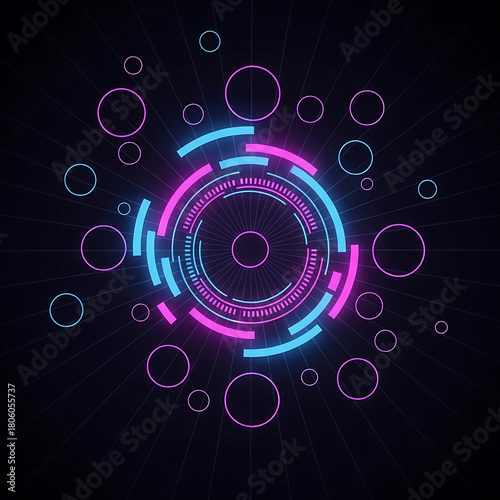 Glowing Neon Circle with Circles Technology Background, cyber monday, cyber monday shoping,