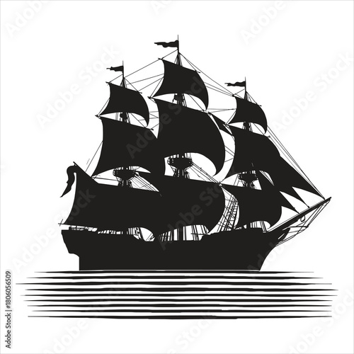 pirate ship silhouette vector