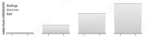 rollup banner set. Empty roller sign board template stand. Ideal for exhibitions, trade shows, advertising, business branding, marketing events, indoor or outdoor commercial display presentations