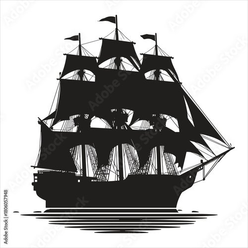 pirate ship silhouette vector