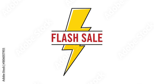 A yellow lightning bolt with FLASH SALE in red between two black horizontal lines