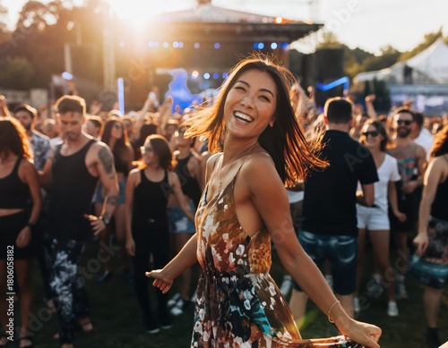 Joyful Extrovert Enjoying Music at a Vibrant Outdoor Concert Event