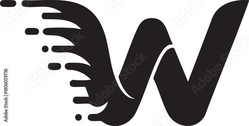 Dynamic 'W' Logo with Flowing Effect A Modern Vector Design Embodying Speed, Movement and Innovation for Branding and Identity