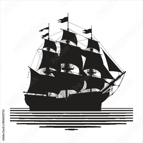 pirate ship silhouette vector