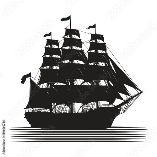 pirate ship silhouette vector