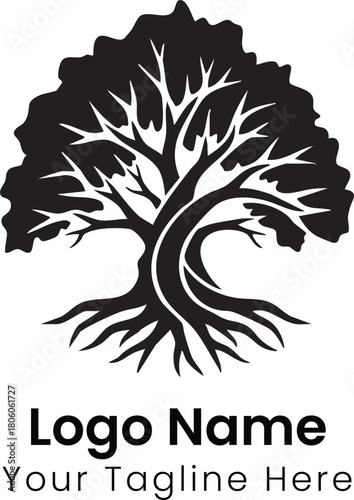 Elegant Tree Logo Design Nature-Inspired Symbol for Your Business, Showcasing Growth, Strength, and Connection with a Black and White Aesthetic