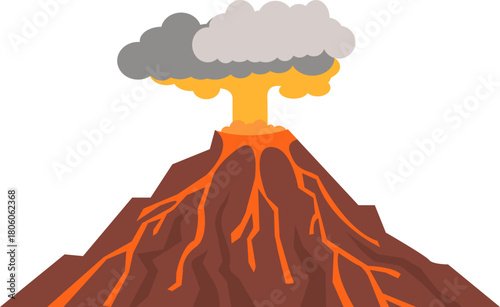Volcano Magma Eruption Illustration Element