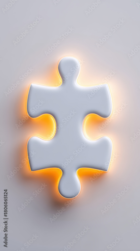 Obraz premium Glowing white puzzle piece symbolizes importance of mental health and well being. This unique design highlights connection between each piece and overall picture of life