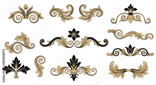 Elegant Ornamental Design Elements Flourishes, Scrolls, and Decorative Accents for Enhanced Visual Appeal