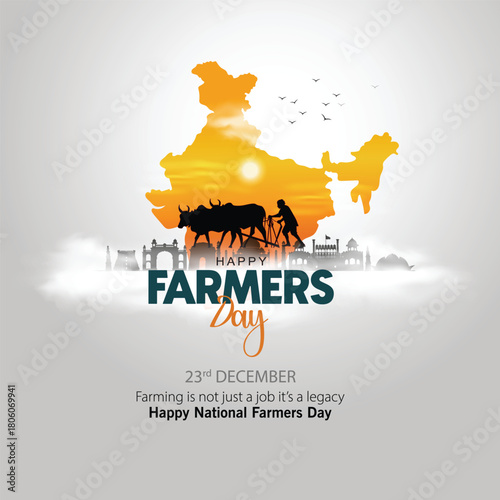 National Farmers Day in India is also known as Kisan Divas.abstract vector illustration design.