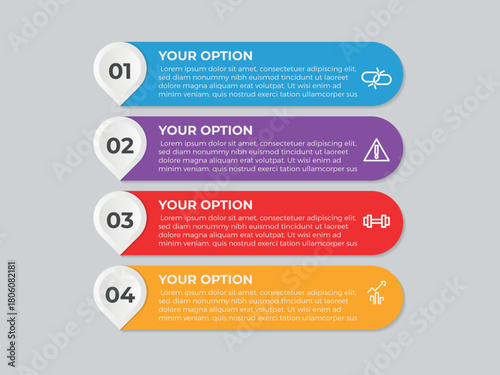 Vertical Infographic Timeline Template. 4 Step timeline journey, calendar Flat simple infographics design template. presentation graph. Business concept with 4 options, vector illustration.